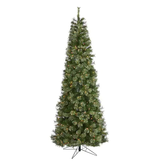 2,74 m Beleuchteter künstlicher Weihnachtsbaum aus Kaschmir, warmweiße Lichter