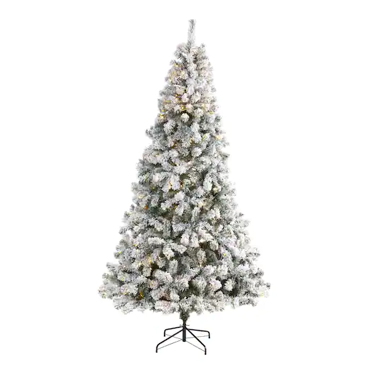 2,43 m Virginia Vorbeleuchteter, beflockter künstlicher Weihnachtsbaum, klare LED-Lichter